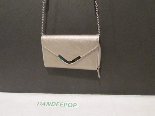 Bolso de mano bandolera de noche plateado vintage para mujer L72672 con detalles metálicos - Imagen 2 de 4