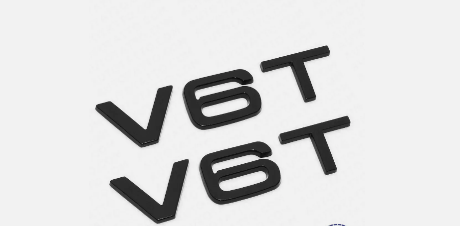 2x Black V6T Side Fender Marker Letter Badge Emblem Badge Logo Sport FOR AUDI