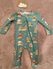 NWT ANGEL DEAR Bamboo Gingerbread Zipper One Piece Size Newborn Holiday