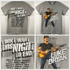 Luke Bryan Music Tour T Shirt I Don&rsquo;t Want This Night To End Adult Sz Small Gray