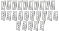 25 Pack 6 Port Keystone Insert Jack CAT5 CAT6 RJ45 Coax 1-Gang Wall Plate WHITE