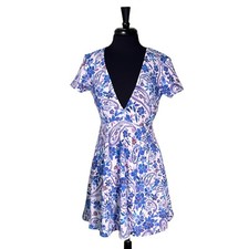 Show Me Your Mumu Women's Ibiza Dress Floral V-Neck Colorful Mini Sundress Large