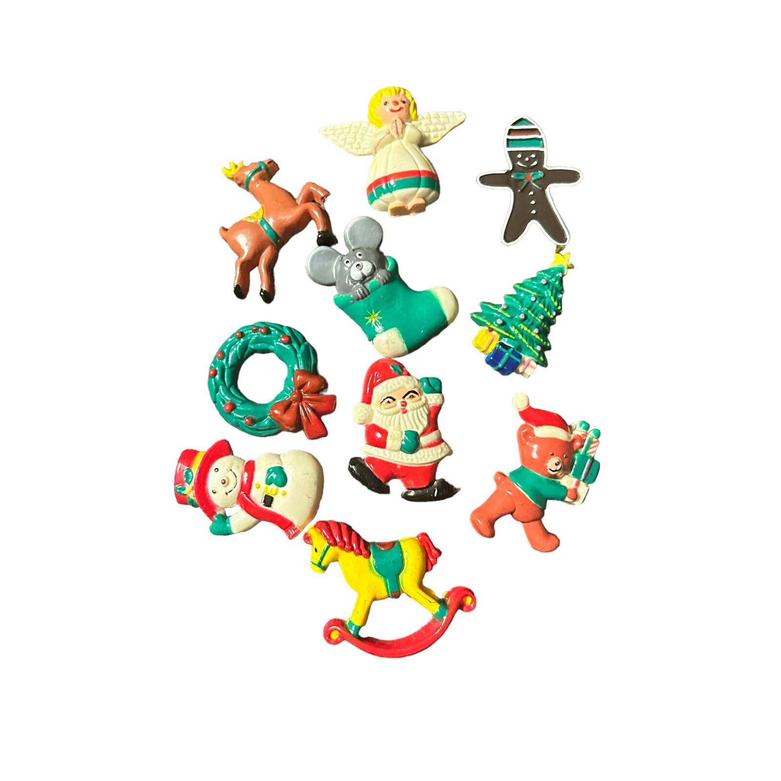 Christmas Refrigerator Mini 1” Lot of 10 Vintage Crafts