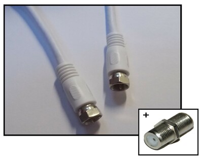 5m Satelitenkabel - 2x F Stecker - Koaxialkabel digital coax - weiss + F-Adapter