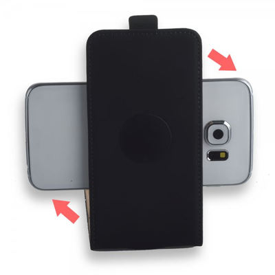 360° Universal Flip Style Handy Tasche mit Klebepad Cover Hülle Etui Schwarz L-2