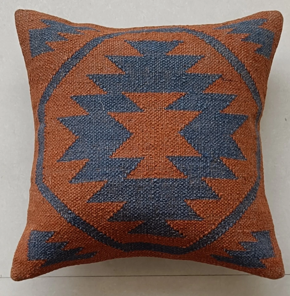 Juego de 4 piezas Funda de cojín de yute Kilim cuadrada de 18" para decoración del hogar Funda de almohada Boho Foto 2 de 4