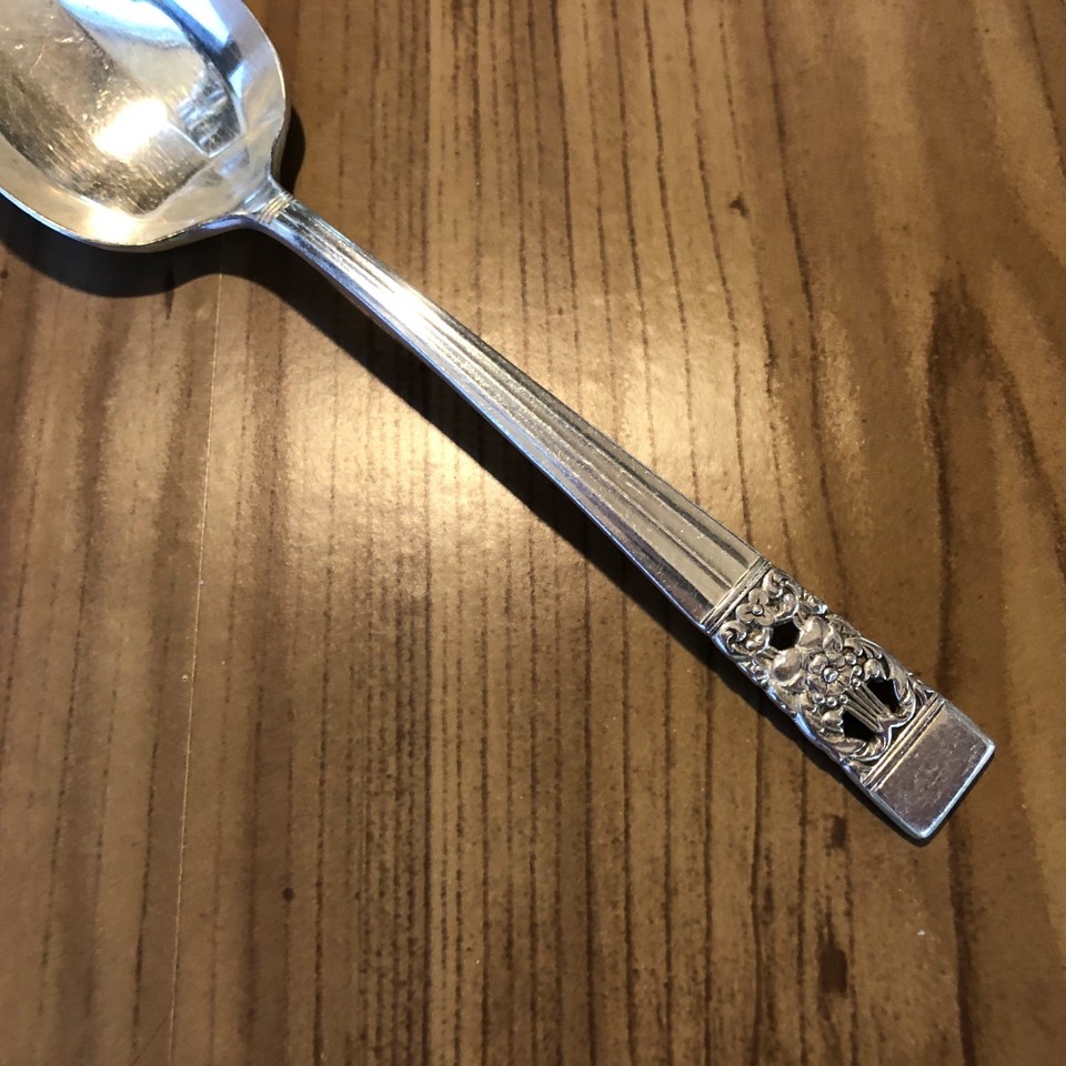 Cucharas Sopera Oneida Community Coronation – Set De 4 Piezas Plateadas, 7", Estilo Art Déco 1936, Usadas En Buen Estado