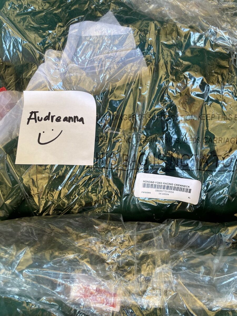 🔥 SUPREME HONDA FOX RACING CREWNECK Dark Green 100% Authentic New 🚚✅