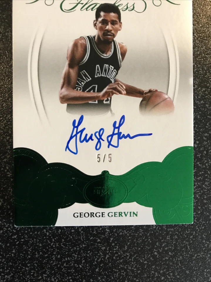 2017-18 Panini Flawless Distinguished Autograph Green #32 George Gervin 5/5 AUTO - Image 2 of 3