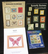 4 Cross Stitch Butterflies Butterfly Business Winged Flowers