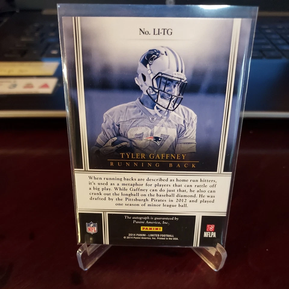 2014 Panini Limited Limited INK Gold #15/25 Tyler Gaffney #LI-TG Rookie Auto RC - Image 4 of 4