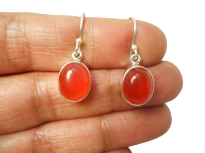 Ovale orange Karneol Sterling Silber 925 Edelstein Ohrhänger