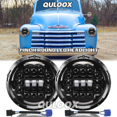 Pair 7inch Round LED Headlights Halo DRL For Chevy Truck 47-57 C10 C20/30 Pickup