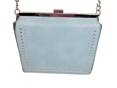 Carlos Santana Frame Top Crossbody Light Blue Pebble Faux Leather Purse