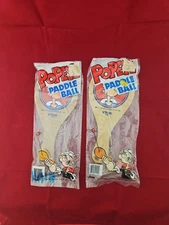 CHOICE: 1 Rare Vintage POPEYE Wood Paddle Ball Toy 1984 Larami Toy NIP! 