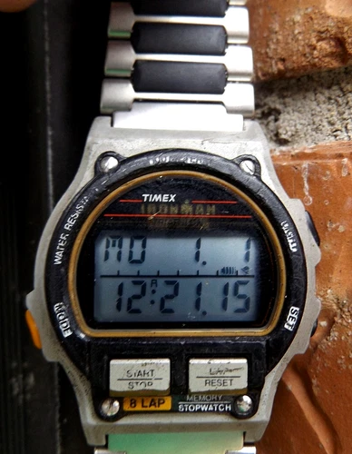 NO RSV  MENS IRONMAN WHITE LIGHT  NEW 5 YEAR BATTERY & STRAP  90's 8 Lap 1ST GEN