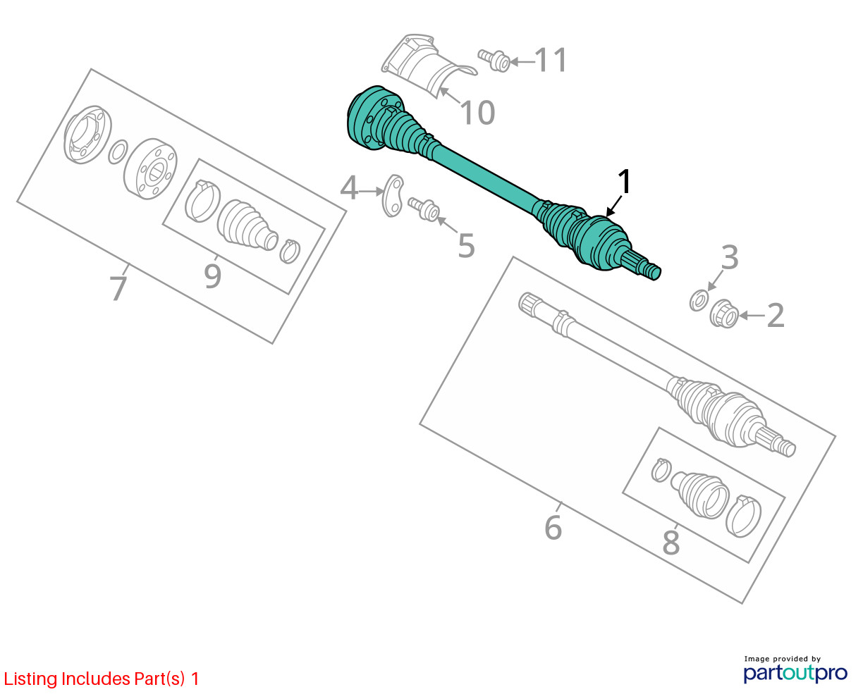 2008-2015 Audi R8 v10 Oem AWD 5.2L REAR RIGHT CV AXLE SHAFT 420501204A