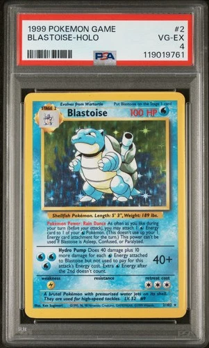 1999 POKEMON BASE SET UNLIMITED #2 BLASTOISE-HOLO PSA 4