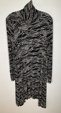 Anthropologie Maeve Dress Large Black Knit Long Sleeve Turtleneck Swirl Print