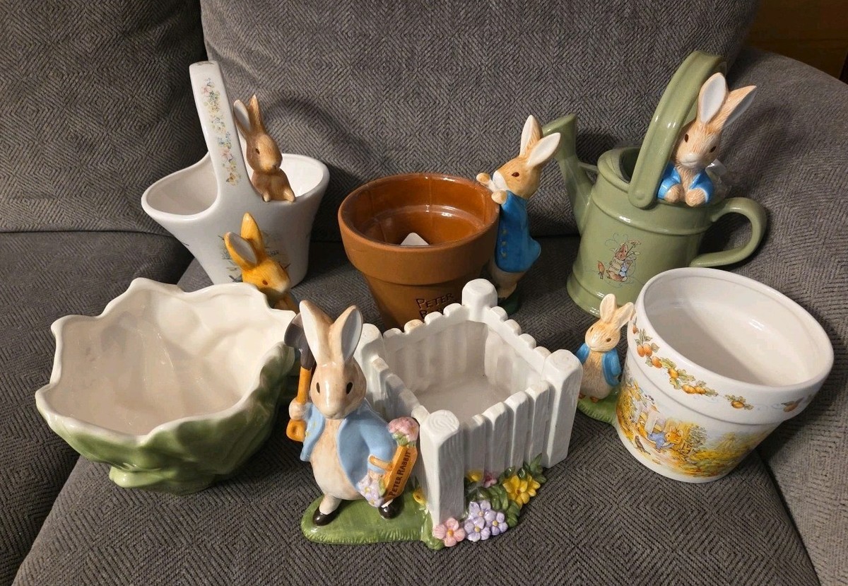 Beatrix Potter　ピーターラビット　陶器製置物　6体セット　2003 Set 6 Peter Rabbit Beatrix Potter Ceramic Planter Vases Teleflora