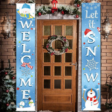 Christmas Decoration Let It Snow Porch Sign Welcome Winter Snowflake Front Door