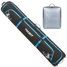Rolling Ski Bag and Ski Boot Bag Combo, Padded Snowboard Bag Black-1 Standard