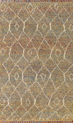 Trellis Moroccan Rug 5x8 Ft Gold / Multicolor Wool Carpet Bedroom Modern Rug