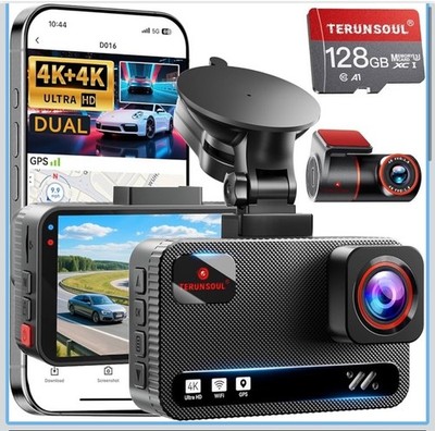  4K Dual Dash Cam Front & Rear 128GB 5.8GHz WiFi GPS G Sensor Parking Mode NOB