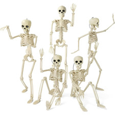 5pcs Halloween 16'' Skeleton Decorations Mini Posable Skeletons Halloween car de