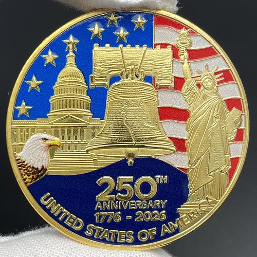 50PCS Gold Challenge Coin US 250th Anniversary Coin Statue of Liberty ...