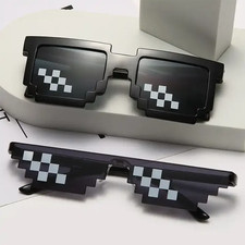 Mosaic Sunglasses 2-Pack Black  Retro Pixelated Glasses Unisex Funny Festival