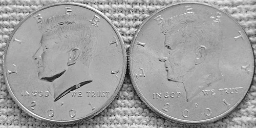 2- 2001 Kennedy half dollar coins 1P &1D