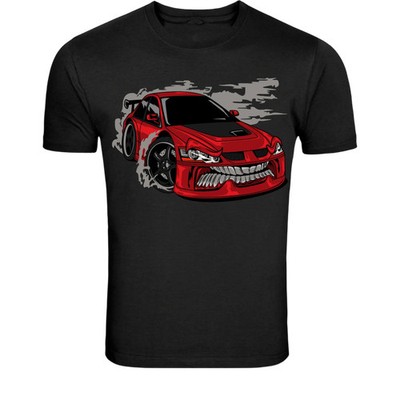 Angry Red Racing Car T-Shirt - Aggressive Cartoon Drift Car