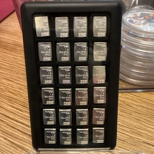 24 X 1g Silver Valcambi Suisse solid silver bars 999 Bullion In Element Card