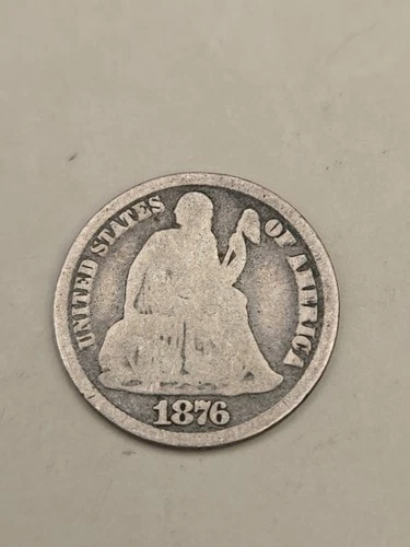 1876-CC Seated Liberty Silver Dime 10C - Carson City Mint