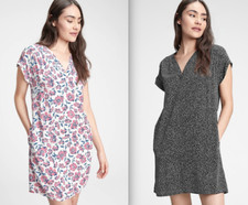 NWT Gap $49.99 Women's V-Neck Dress, Black White Dot- Petite S, Floral Print- M