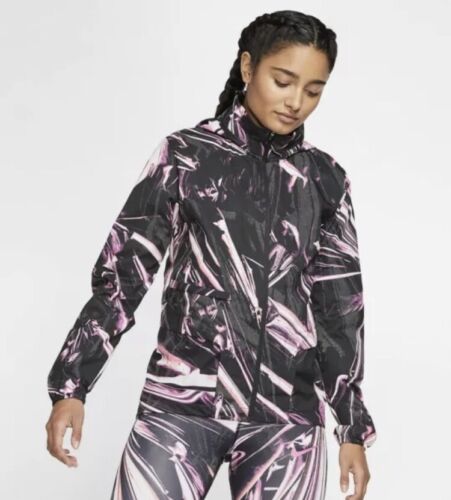 Nike Shield Flash Reflective Size M Women’s Running Jacket Black Pink BV4387-601 - Picture 1 of 9