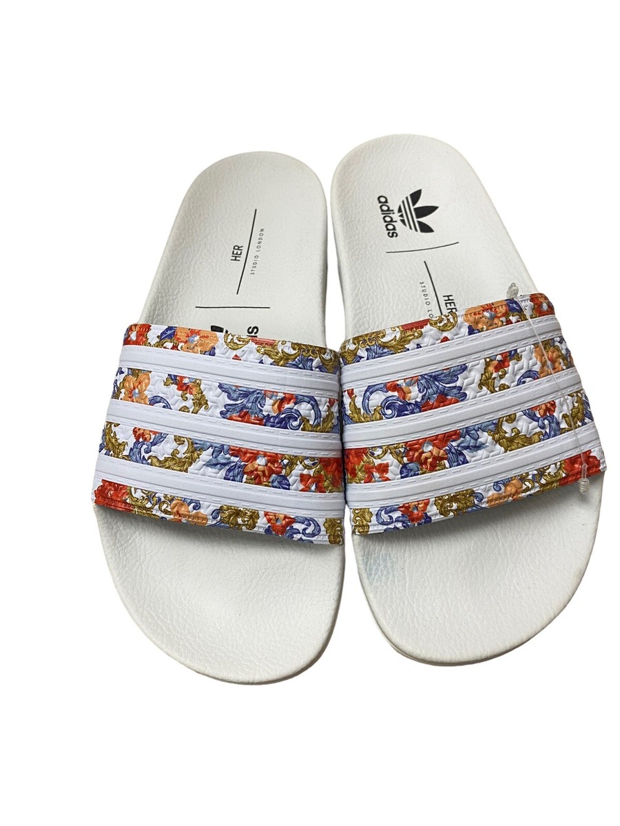 ADIDAS ADILETTE SLIDES 'Cloud White/Multi' Womens Size 6 - FY3670 | eBay
