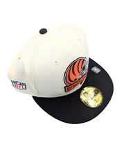 New Era Cincinnati Bengals AFC 59Fifty NFL Fitted Hat/Cap Beige/Black Size 7 1/4