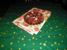 Tischdecken Blumen Sterne ❤ Adventkranz  Handarbeit❤  ca:180 x 140 cm Baumwolle