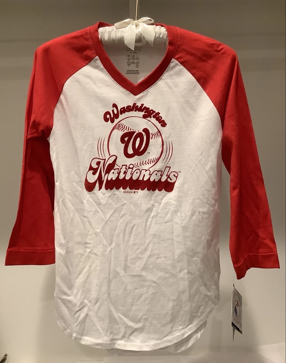 NWT Genuine Merchandise Gen2 WASHINGTON NATIONALS Girls RAGLAN 3/4