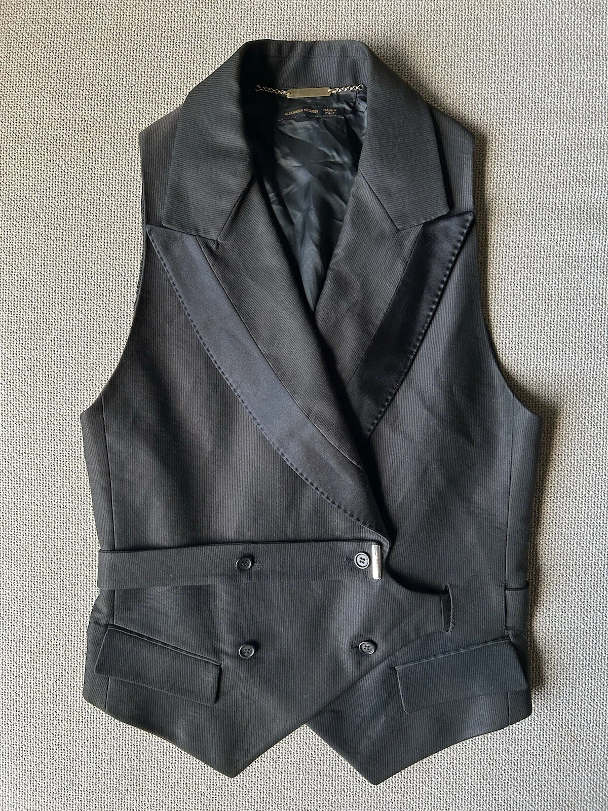 Alexander McQueen — Alexander McQueen 2001 Double Breasted Waistcoat Size IT 48