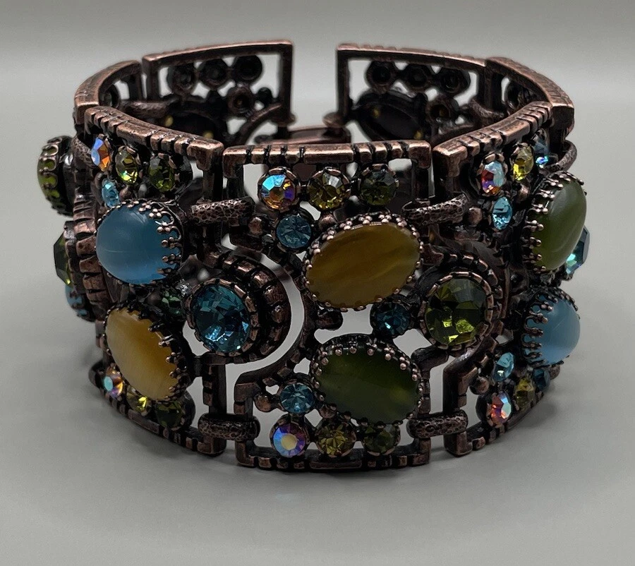 "Pulsera Sweet Romance Jellybean Jazz imitación ojo de gato cristal grueso 7,75"" COMO ESTÁ"