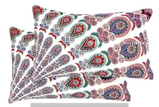 Indian White Flower Mandala Cotton Boho Home Decorative Sofa Waist Pillow Cover