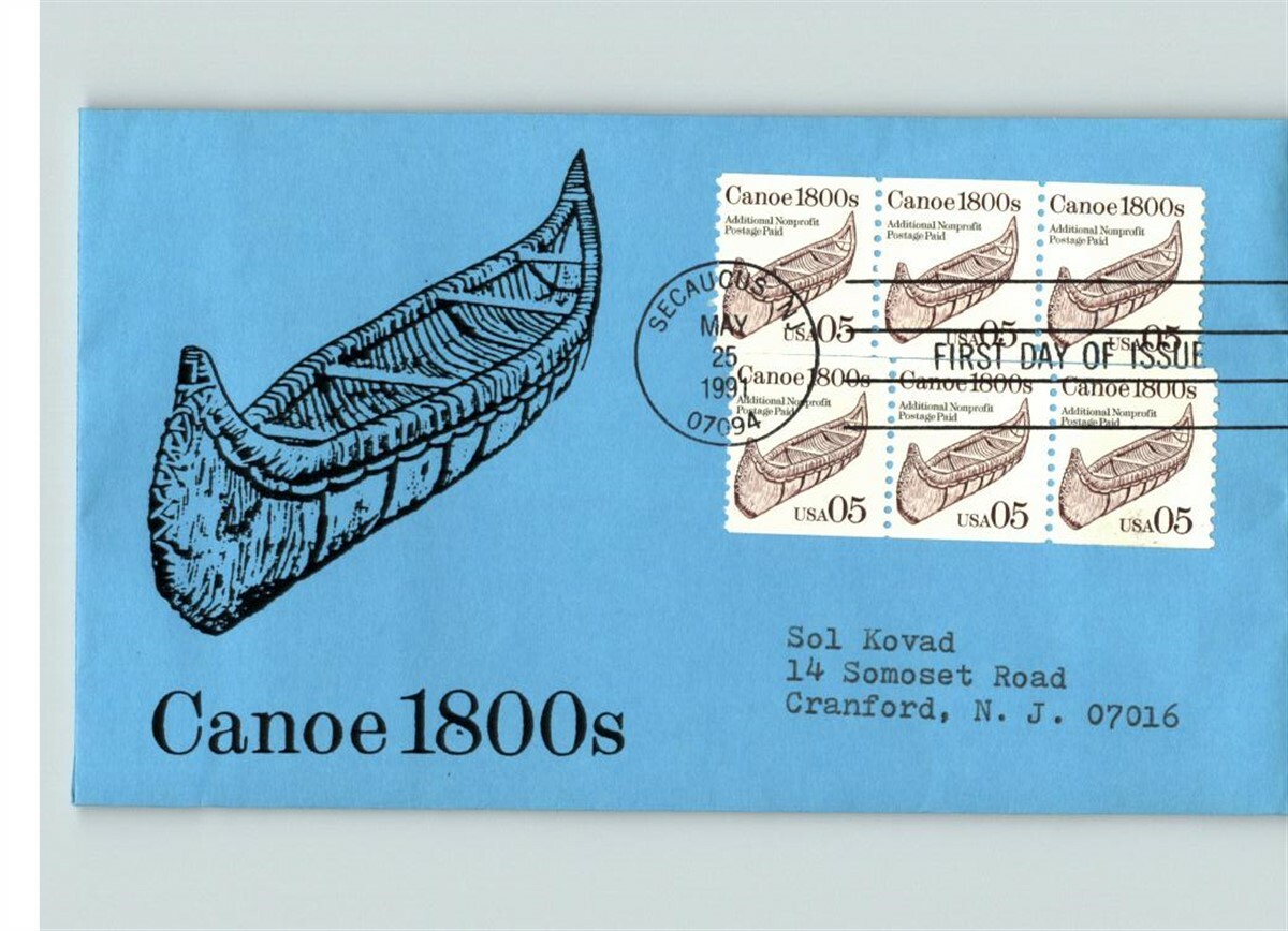 CANOE 1800s Transportation coil, 6 stamps, 1991 First Day of Issue eBay