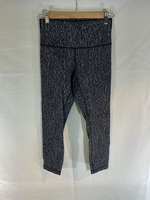 Lululemon Black White Grey Speckle Wunder Under Leggings Size