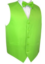 Men's Lime Satin Tuxedo Vest  Bow-Tie Set. Formal, Dress, Wedding, Prom