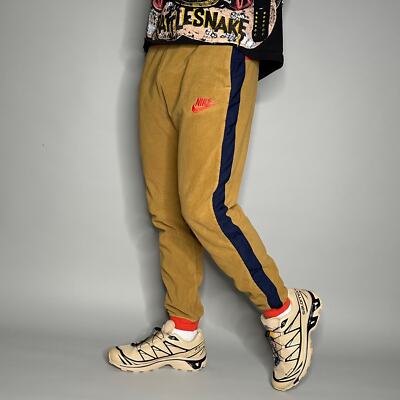 Nike Sweatpants Mens M Mustard Yellow Fleece Joggers Orange