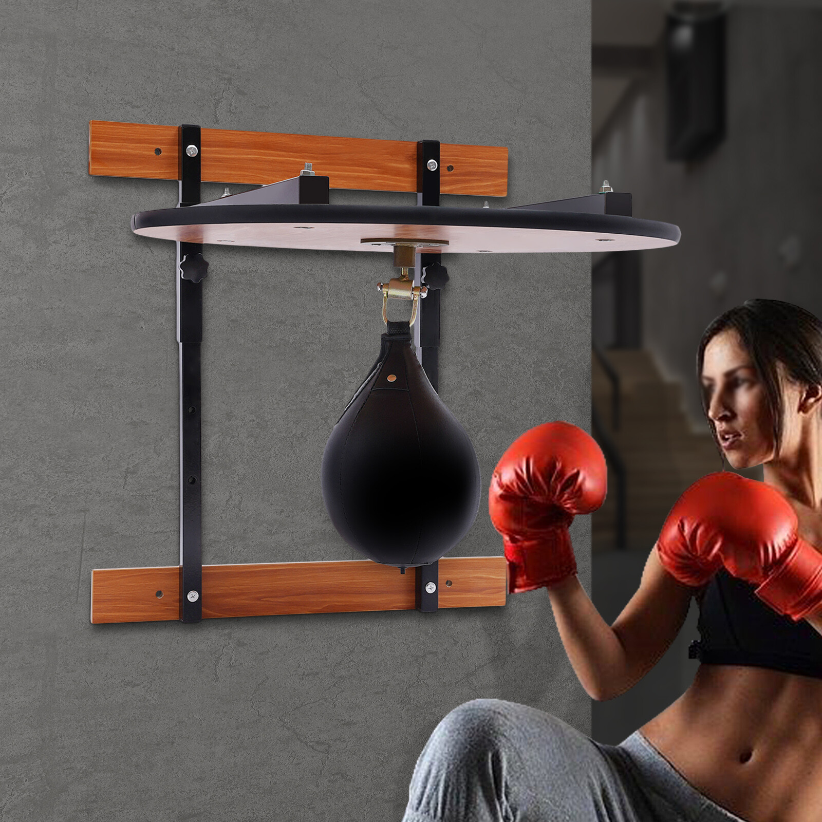 Wall Mounted Adjustable Speed Bag Platform Kit Swivel Punching Fitness Training