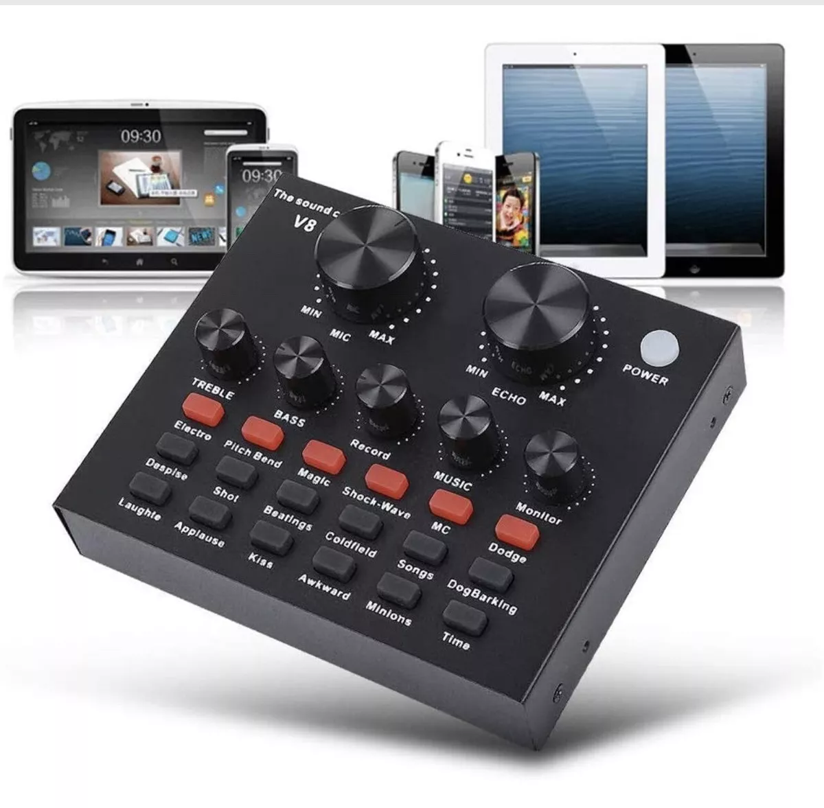 V8 Live Sound Card Audio Mixer USB External Sound Card Headset